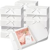 Kucoele 15 Pack 10.6" x 7.8" x 3.1" White Gift Boxes with Lids | With Ribbon, Bridesmaid Groomsman Proposal Boxes, For Wedding, Birthday Present Packaging