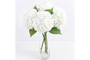 YASTOUAY 3 Pcs Real Touch Hydrangea Artificial Flowers, 21" White Full Faux Hydrangea Flowers Latex Fake Flowers for Home Decor Party Floral Arrangements Wedding Bouquets Centerpieces Outdoor Decor