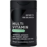 Sports Research® Multivitamin – Advanced Formula - 23 Essential Vitamins & Minerals with CoQ10 & Iodine - Daily Nutrient Support*- Non-GMO Tested & Gluten-Free -60 Veggie Capsules