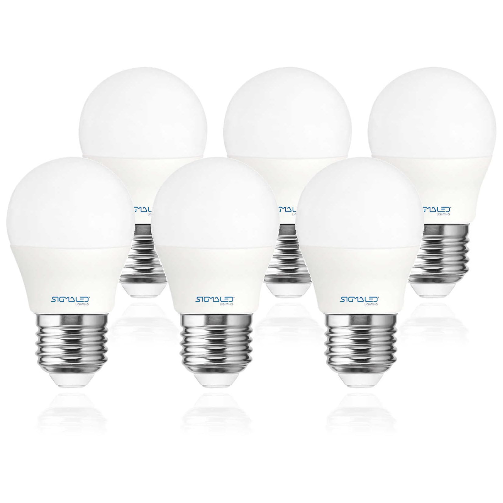 Sigmaled lighting, 6 Pack LED Light Bulb E27 Base 6W (50W) 550 Lumens Neutral White Light (4000K) Small Globe LED Bulbs G45