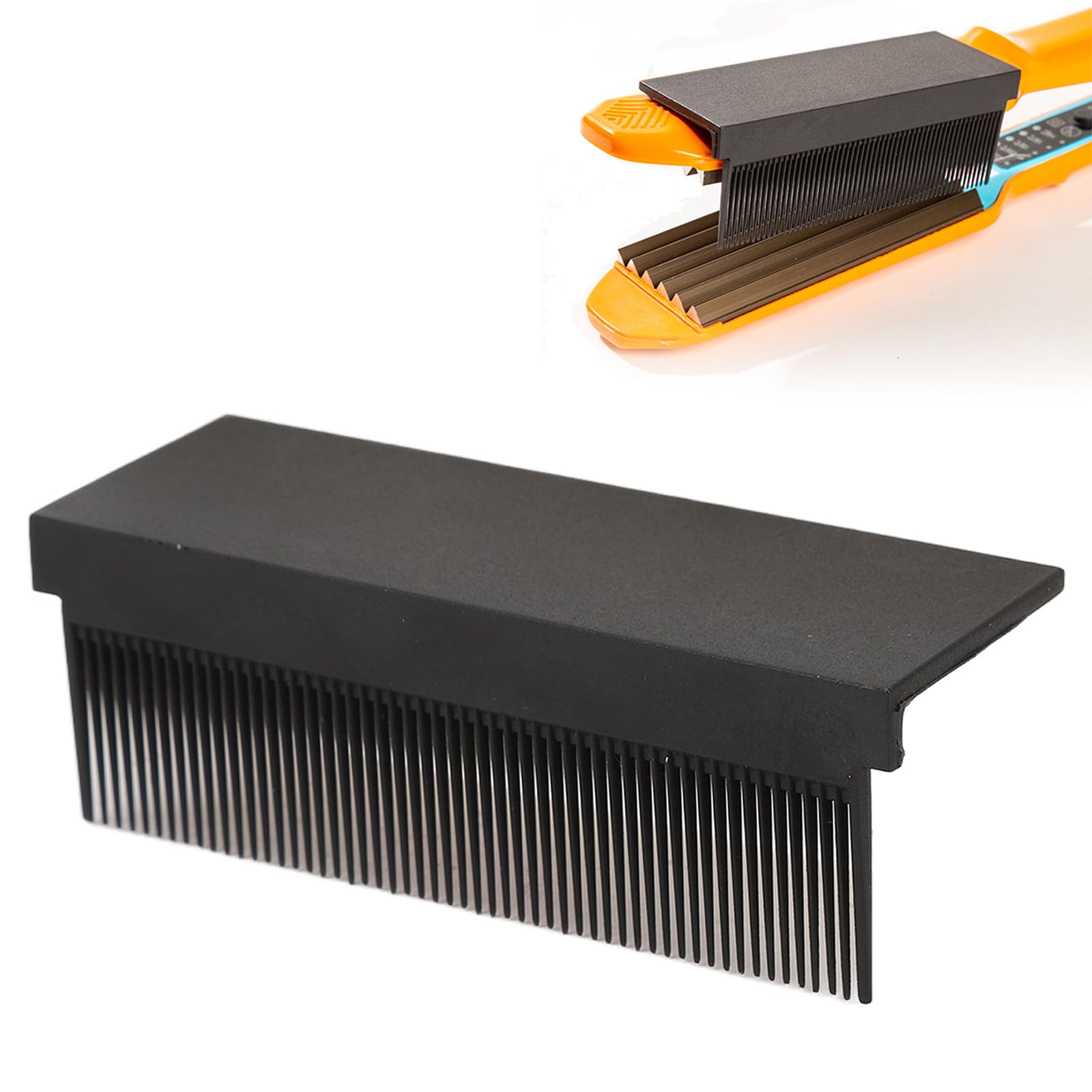 Carbon Fiber Hair Comb for Straightening and Styling - Hairdressing Attachment for Electric Straightener (Black)