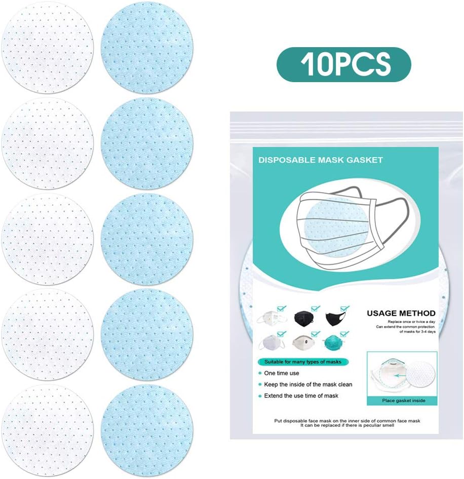 ASKCUT 10 Pcs Disposable Activated Carbon Filter for Mask, 3 Layers Breathable Activated Carbon Protective Filter Mouth Mask for Men Women with Filter Slot