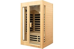 KUNSANA 2 Person Infrared Sauna, Far Infrared Saunas for Home, Hemlock Wood Sauna Room, Low EMF Indoor Home Sauna Spa, 1500Watt, Bluetooth Speakers, Reading Lamps