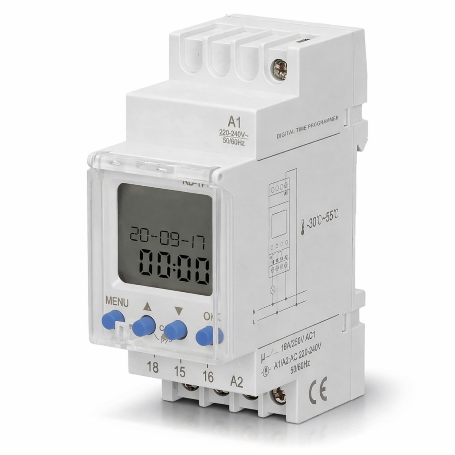 LCD Digital Timer I Top Hat Rails TH-35 I 1-Channel I 52 Programmes