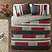 Comfort Spaces Quilt Set Trendy Casual Fun, Vibrant Color Design, Hypoallergenic All Season, Lightweight Coverlet Bedspread Cozy Kids Bedding & Sham Twin/Twin XL Pierre Black/Red Stripe 2 Piece