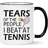 Jmugmt Tennis Gifts for Women Men, Funny Christmas Gifts for Tennis Players Coach, Tears of The People I Beat At Mug, 11OZ Black Handle