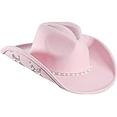 Womens Cowboy Hat Rhinestone Cowgirl Hats Wide Brim Diamond-Glitter-Western- Size:Medium-Large