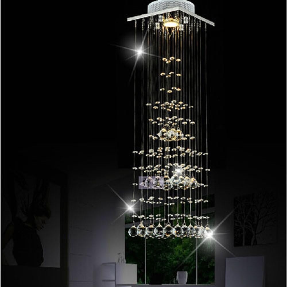 Siminda Rain Drop Chandelier Square Ceiling Light Crystal Pendant Lamp Lighting