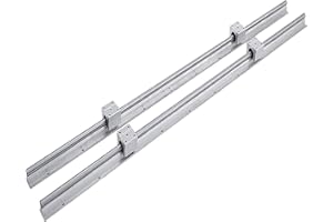 GUWANJI 2Pcs SBR25-1500mm Linear Shaft Rail + 4Pcs SBR25UU Square Type Bearings Block, Linear Rail CNC Parts Overall Length 59.1 inch/1500mm SBR25 Linear Slide Rail for Fully Supported Shaft Rod