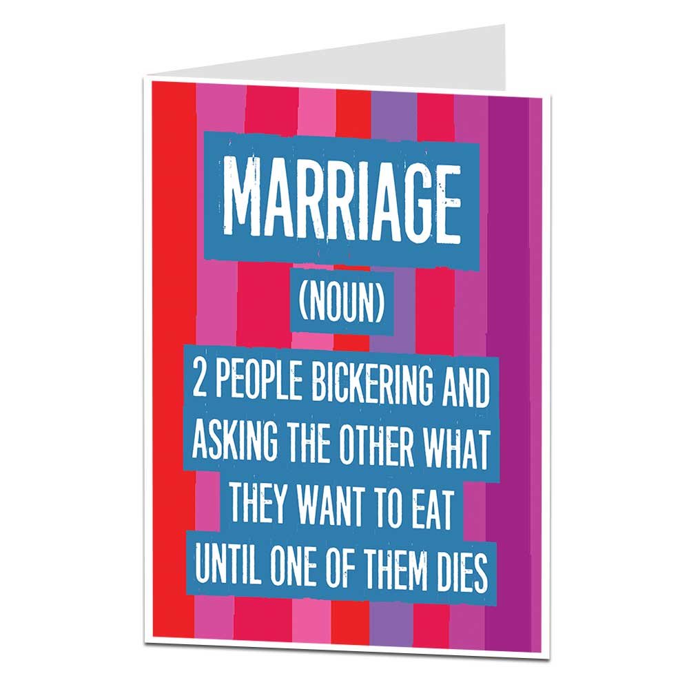 Alternative Wedding Anniversary Card Funny Marriage (Noun) Message