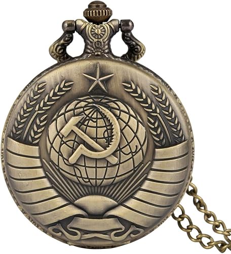 Amazon ヴィンテージブロンズクォーツ懐中時計ロシアソビエト鎌ハンマーネックレスレロジオソ連ソビエト連邦デボルソcccp ネックレス 通販