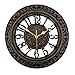 Foxtop Black Wall Clock, 12 Inch Easy Reading Mute Silent Retro Wall Clock with Hollow Design Standard Quartz Movement, Battery Operated