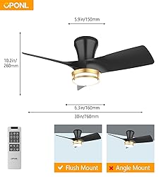 OPONL 30" Black low profile Ceiling Fan with
