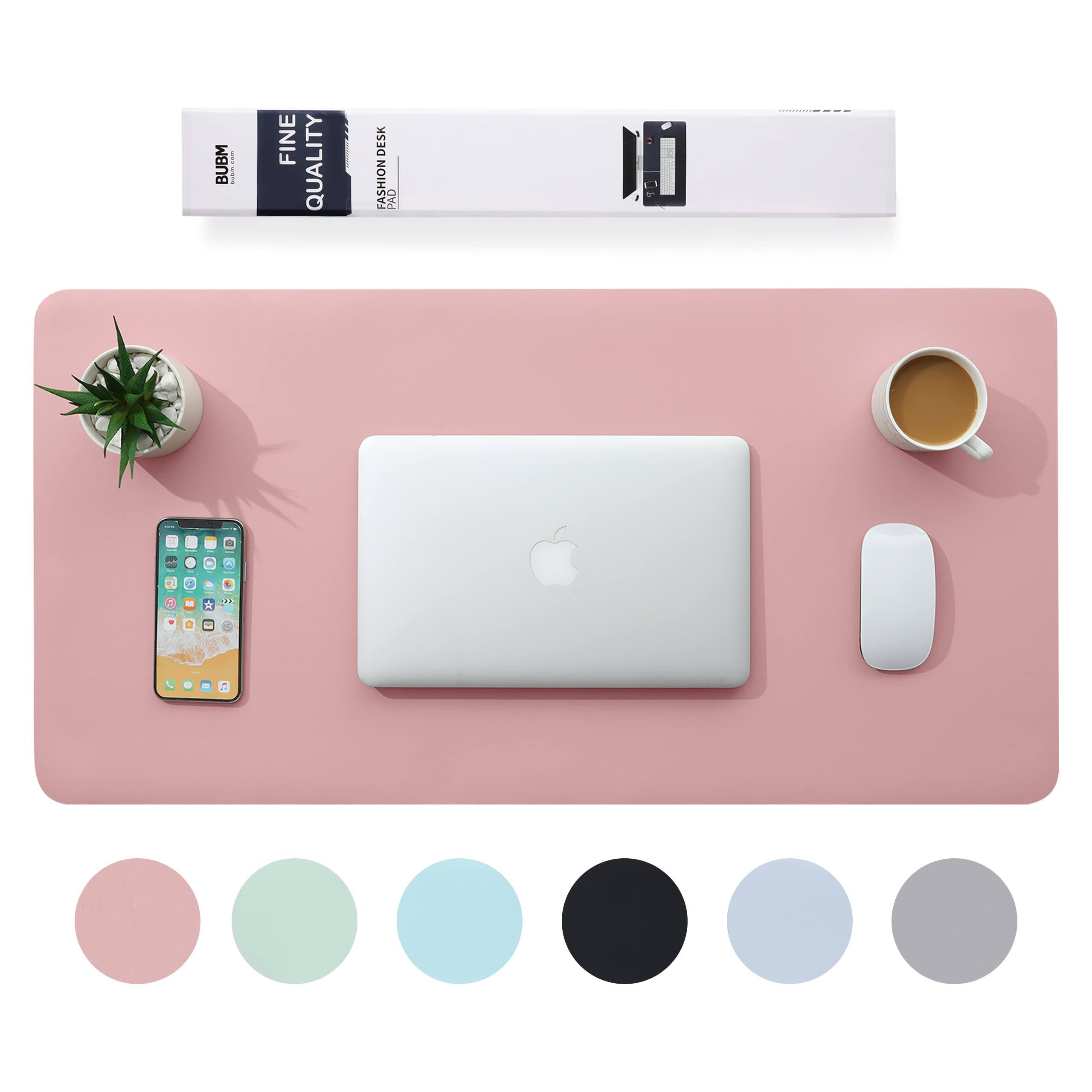 BUBM Desk Mat, Office Desk Pad,PU Leather Desk Blotter (90x43cm) Laptop Desk Mat Waterproof Desk Writing Pad for Office and Home-Pink