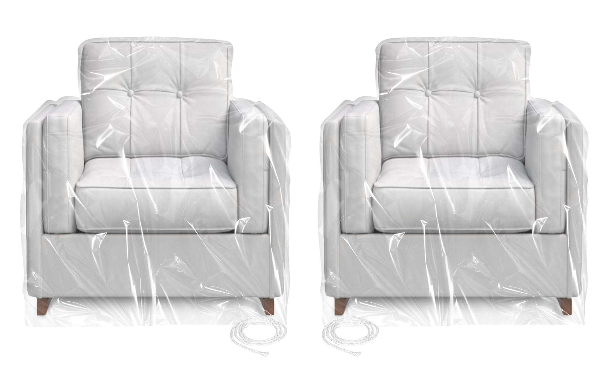 Photo 1 of Aoketo 2 Pack Plastic Furniture Covers for Moving Storage, 4.72 MIL Thick Heavy Duty Chair Cover Protectors, Waterproof & Dustproof Clear Moving Bags for Armchairs or Recliners, 65” x 43” x 35”