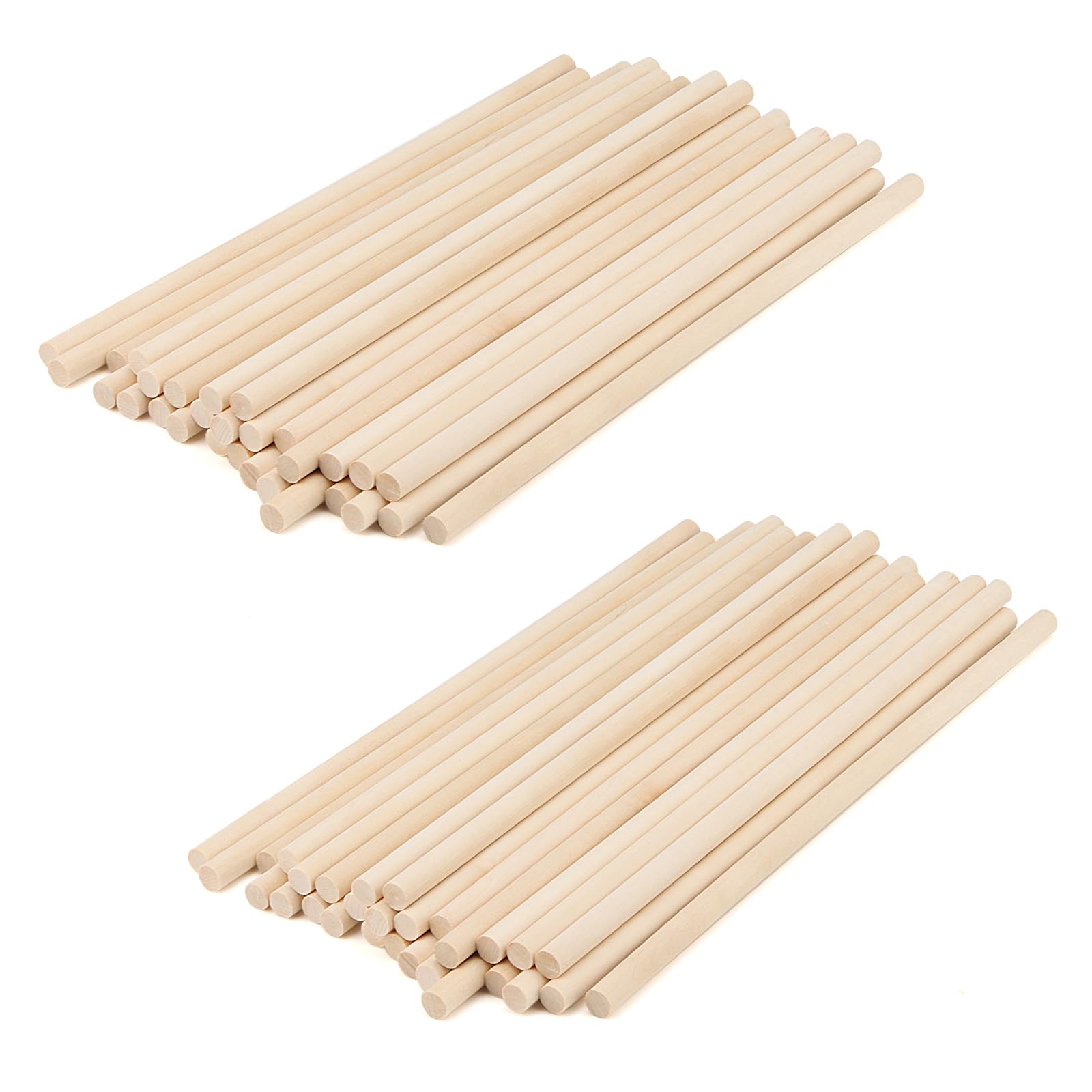 MANCHAP 60 Pack 30cm/12 Inch Wooden Dowels Rods, 10mm Round Wood Craft Sticks, Hardwood Dowels Rods for Woodcraft, Decorations