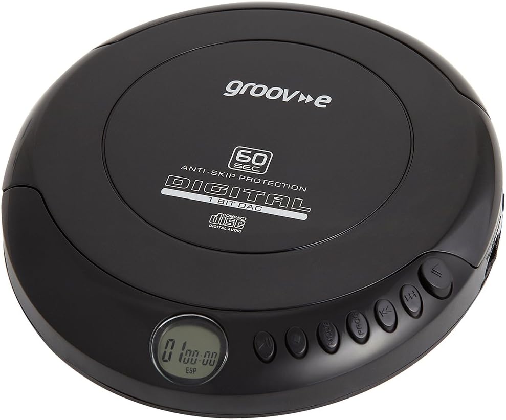 Groov-e RETRO Compact CD Player Black - Anti-Skip, Programmable,