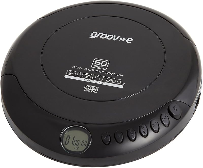 Groov-e RETRO Compact CD Player Black - Anti-Skip, Programmable,