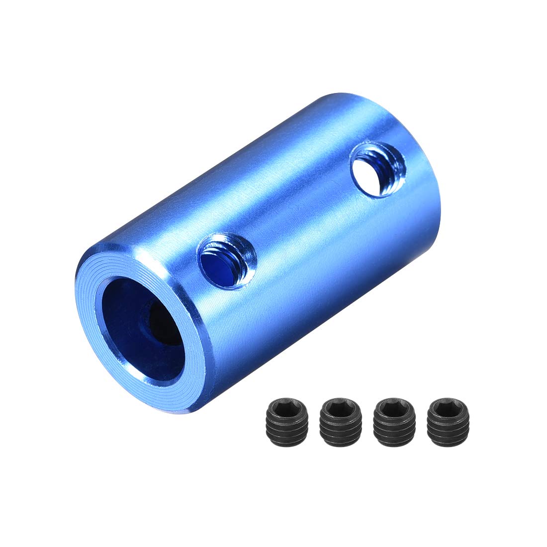 sourcing map 8mm to 8mm Bore Rigid Coupling Set Screw L25XD14 Aluminum Alloy,Shaft Coupler Connector,Motor Accessories,Dark Blue,4pcs