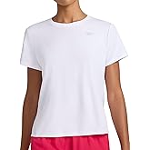 Reebok Womens Small Logo Short Sleeve Crewneck T-Shirt, Lightweight, Moisture Wicking