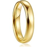 PARIVEA Stainless Steel Rings for Men Women Gold Plated Wedding Band Rings 4MM 6MM 8MM Domed High Polished Mens Ring Comfort Fit 6-13