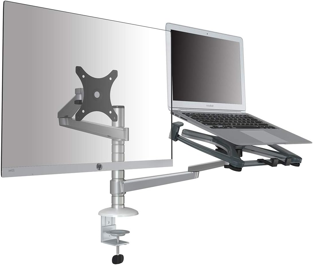 1inchome Monitor and Laptop Mount, 2in1 Adjustable Dual Arm Desk