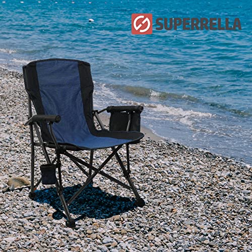 Superrella Camping Chair Folding Portable Lawn Chair 2 Pack Comfortable Hard Arm Sturdy for Family Camp, Outdoor, Sports, Beach, Travel, Black & Gray, Supports 300 lbs