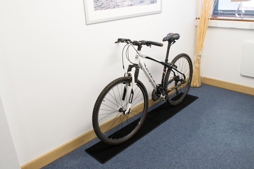 Bike Floor Protector Mat Slip-Resistant Exercise Bicycle Mat For Home & Garage, Hallway and Porch - 30x180cm Black by Connected Essentials