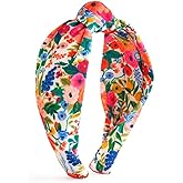 RIFLE PAPER CO. Garden Party Knotted Headband, Bright Floral Pattern, Design Printed Fabric Over Structured Full Polyester on Durable Plastic Band, 1 Count