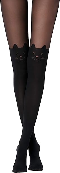 Calzedonia Femme Collant Effet Chaussettes Hautes A Motif Chat Amazon Fr Vetements Et Accessoires