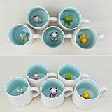 LOZACHE 3D Cow Mug 12oz Cute Inside Cartoon Handmade Figurine Milk Tea Cup view 5