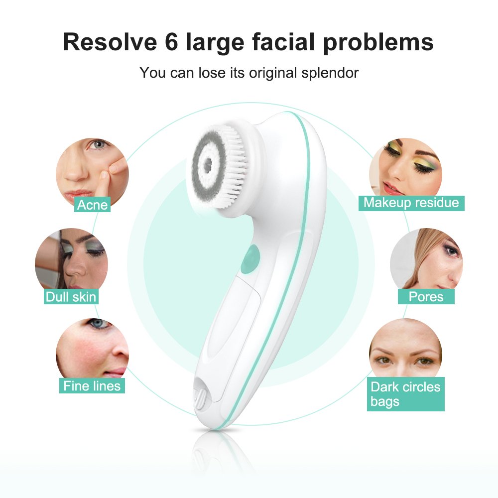 TOUCHBeauty Brosse de Nettoyage Visage Rotary 360 Brosse PBT avec Socle Pratique,Nettoyant Etanche pour Visage & Corps,avec 2 Vitesses TB-0759AN