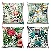 ULOVE LOVE YOURSELF Home Decorative Throw Pillow Covers Flamingo Pattern&Tropical Flower Leaves Farmhouse Summer Cushion Covers 18 X 18 Inch,4 Pack