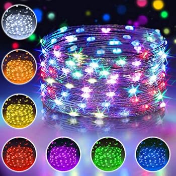 16 Multi Color Changing Fairy Lights USB Powered with Remote Control,33ft 100 RGB LED Bright Silver Wire Starry String Lights for Christmas Tree, Wedding Party, Indoor, Garden, Bedroom Holiday Decor