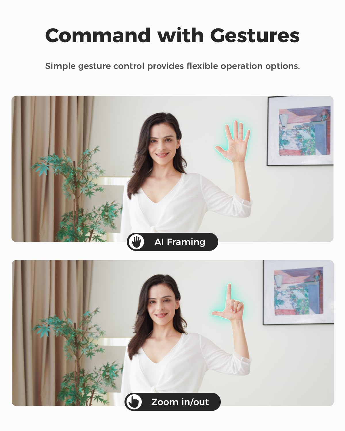 OBSBOT Meet SE 1080P@100 FPS Webcam für PC mit 1/2,8" Sensor, KI-Bildanpassung & Autofokus, Beauty Mode, Leichtgewichtig, Gestensteuerung, Staggered HDR, Webcam für Streaming, Meetings (Space Grey) 6