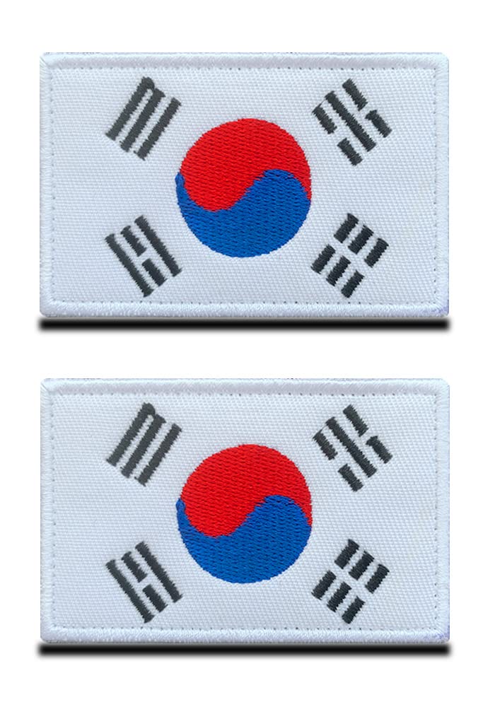 Zcketo 2 PCS South Korea Flag Patches Hook and Loop Fastener Embroidered Tactical Military National Patch for Attach to Caps,Bags,Backpacks,Vest,Uniforms,Team,Tactical Clothes Etc. — image 1