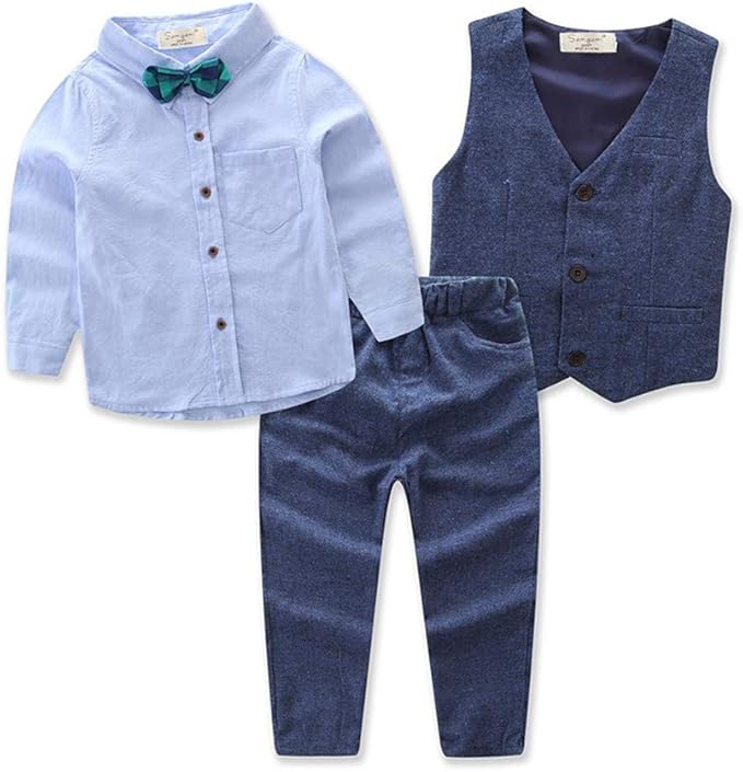 ZOEREA Tuta 2 Pezzi Per Bambino - Completo Elegante Con Papillon E Giacca - Maniche Lunghe In Puro Cotone Per Battesimo, Compleanno, Matrimonio - Nero
