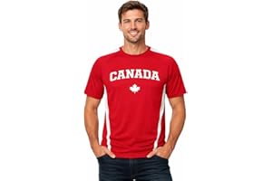 6ixset Canada Maple Leaf Mens Performance Jersey - Moisture Wicking Athletic Soccer Fan Shirt - True Red/White