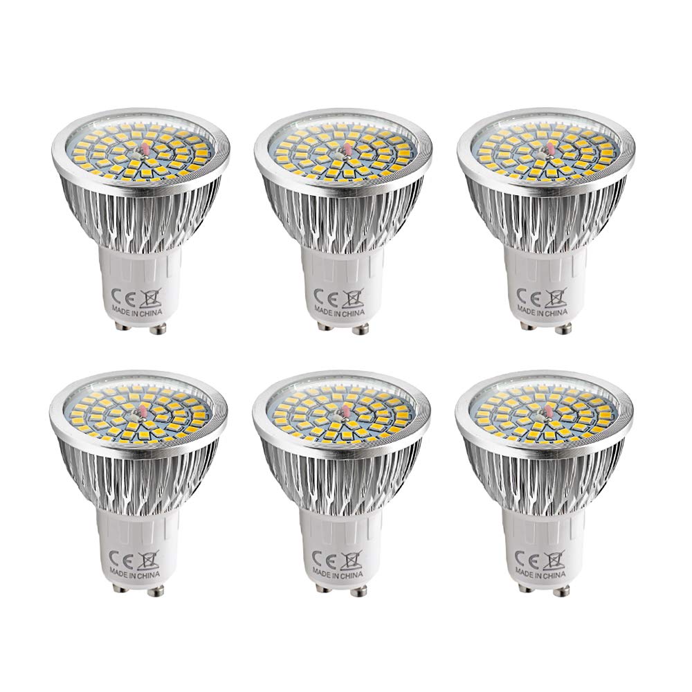 WULUN Pack of 6 GU10 6W LED Spotlight Bulbs, 6W Equivalent 60W Halogen, 550LM Warm White 3000K, AC 85V-265V,120° Beam Angle Reflector Lamps, Non-Dimmable