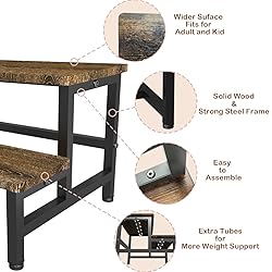 Tigerden Wooden 2 Step Stool for Toddlers Kids and