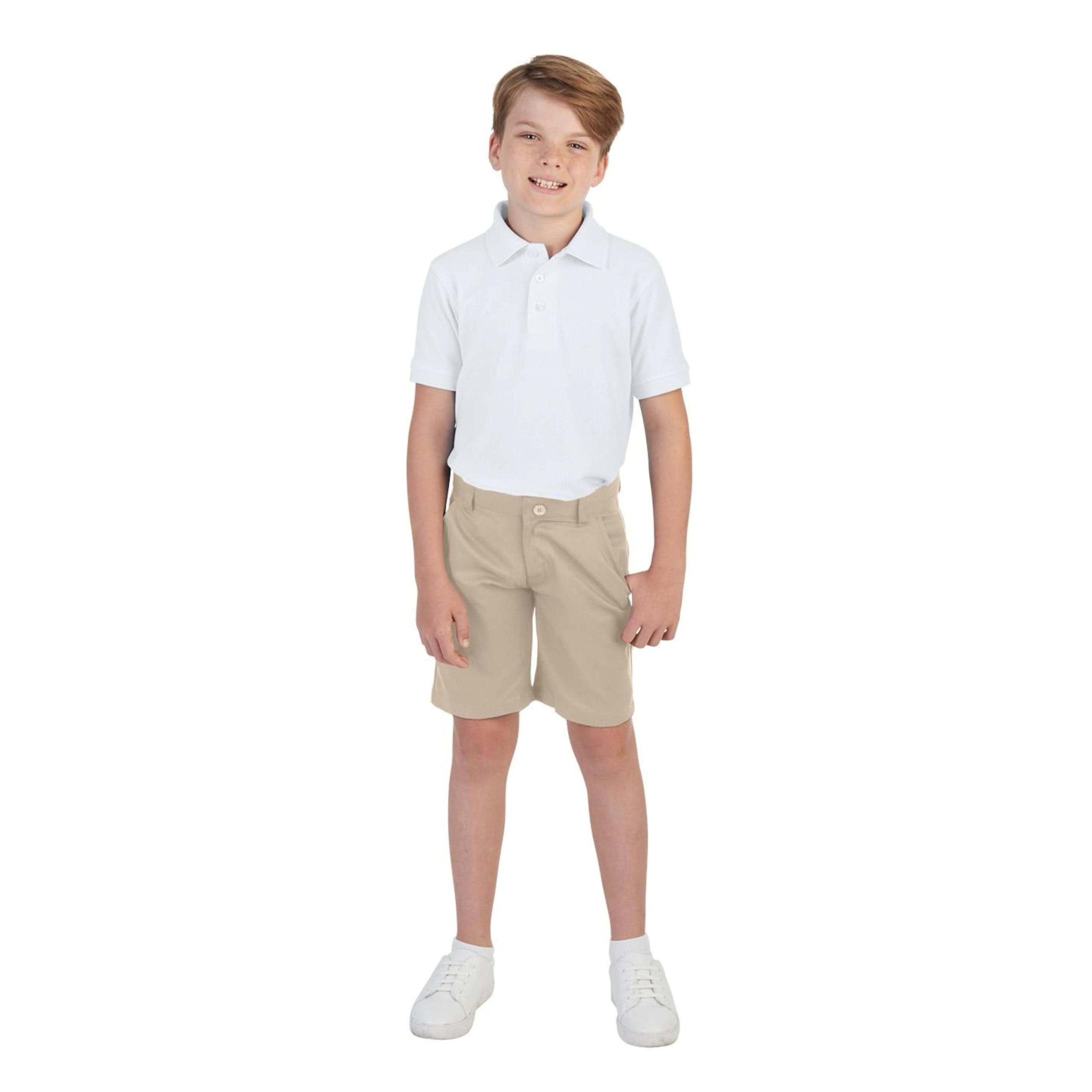 French Toast Boys' Short Sleeve Pique Polo Uniform Shirt (Standard & Husky)