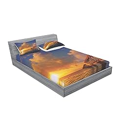 Ambesonne Landscape Fitted Sheet & Pillow Sham