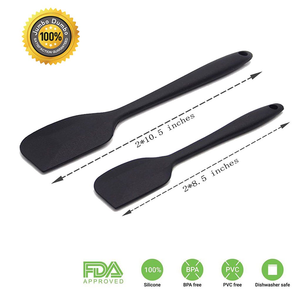 Silicone Spatula Set 4 Pieces,Cooking Baking Cake Pancake Cookie Egg Spatula, Kitchen Large Small Mixing Spatula (Black)