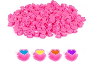 YILONG Heart Tattoo Ink Caps With Base 200PCS Disposable Pigment Holder Clear Plastic Pigment Cups Tattoo Accessory Tattoo Supplies Tattoo Kits,Pink