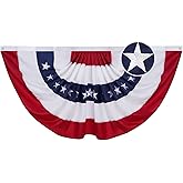 Homissor American Flag Bunting Outdoor 1.5x3 Ft USA US Pleated Fan Flag Embroidered Stars for 250 year anniversary Patriotic, Memorial Day, 4th of July Outside Banner