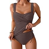 B2prity Tankini Swimsuits for Women Tummy Control Two Piece Bathing Suit High Waisted Wrap Swim Suit with Bottom Swimwear