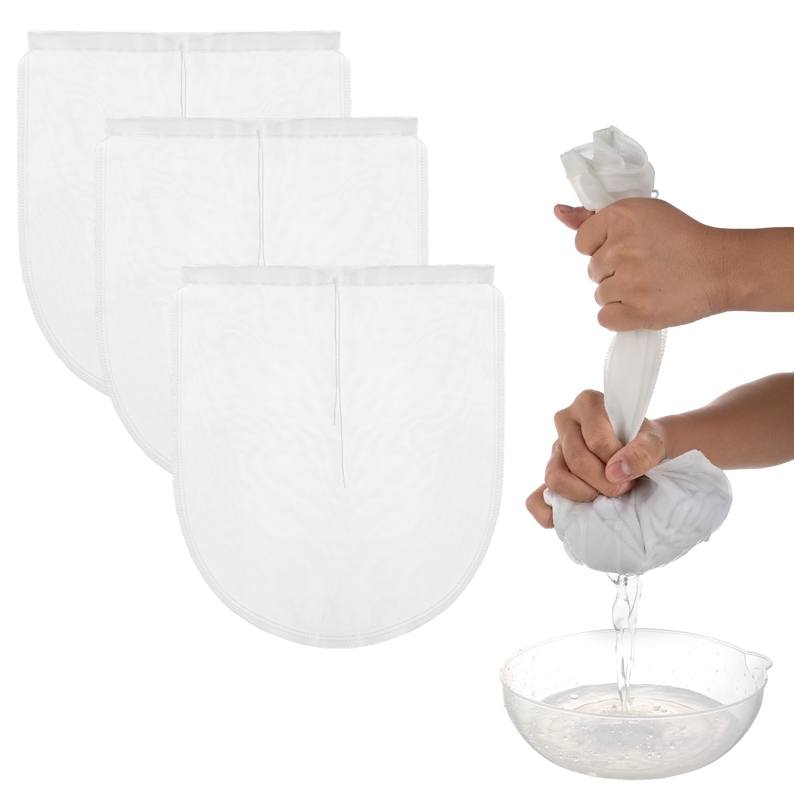 5-Pack Reusable Nylon Mesh Strainer Bags - Fine Cheesecloth Alternative For Nut Milk, Yogurt, Dumplings