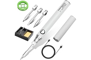 Dmyond Cordless Soldering Iron Kit, USB Rechargeable Portable Cordless Soldering Iron with 3PCS Soldering Tips, 3 Temperature Adjustment Soldering Iron Tool Kit for Home Appliance Repair, DIY-White