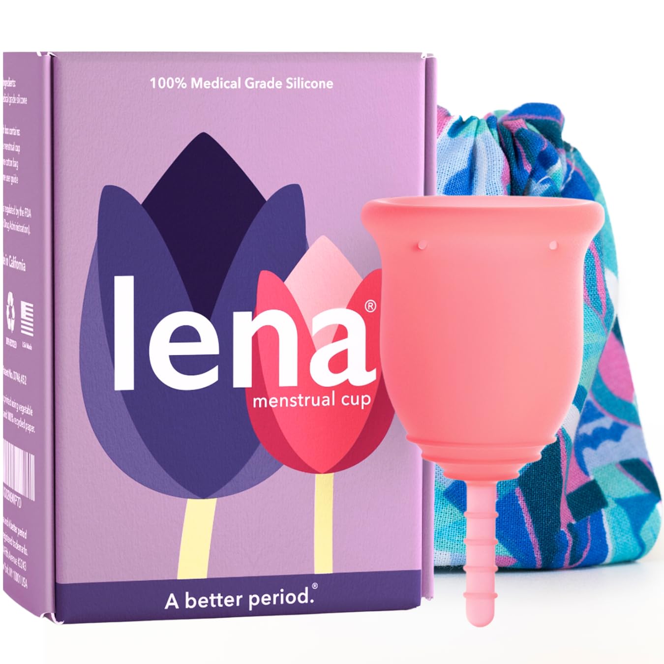 Lena Menstrual Cups, Reusable Period Cup, Tampons,Period Underwear and Menstrual Pads Alternative, Feminine Care, Silicone Menstrual Cup, Made in USA, Regular & Heavy Flow, Small, Pink