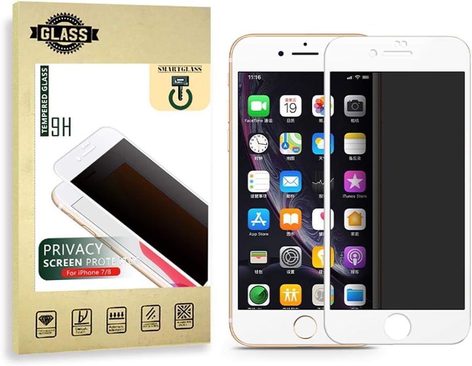 Privacy Screen Protector IPhone 7 And 8 Display Compatible. Extremely Durable Anti Spy Tempered Glass, Full Screen Cover, No Fingerprint, No Dust, No Bubbles. Highly Transparent No Scratch Film, New 2020 Design By SmartGLASS